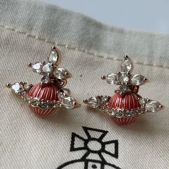 NWOT Vivienne Westwood Rose Gold Mireille Earrings - Picture 5 of 9
